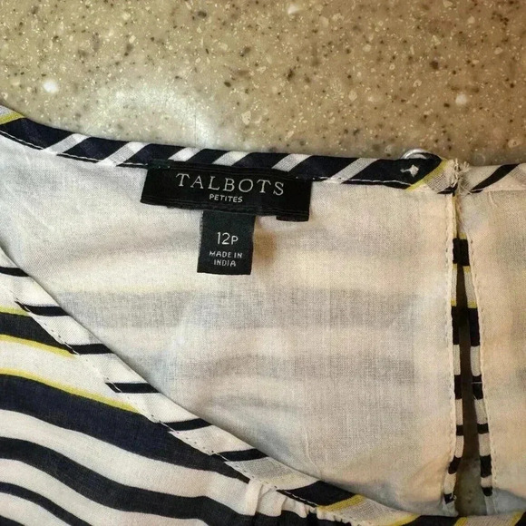 Talbots Women Striped Dress 100% Cotton Sleeveless Shift Dress Size 12 Petite - Picture 6 of 9
